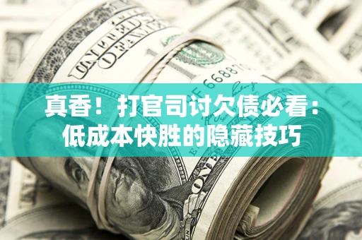 武汉真香！打官司讨欠债必看：低成本快胜的隐藏技巧
